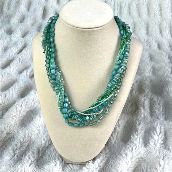 Vintage 80s Twist Beads Choker Multi-Strand Necklace - Picture 2 of 7